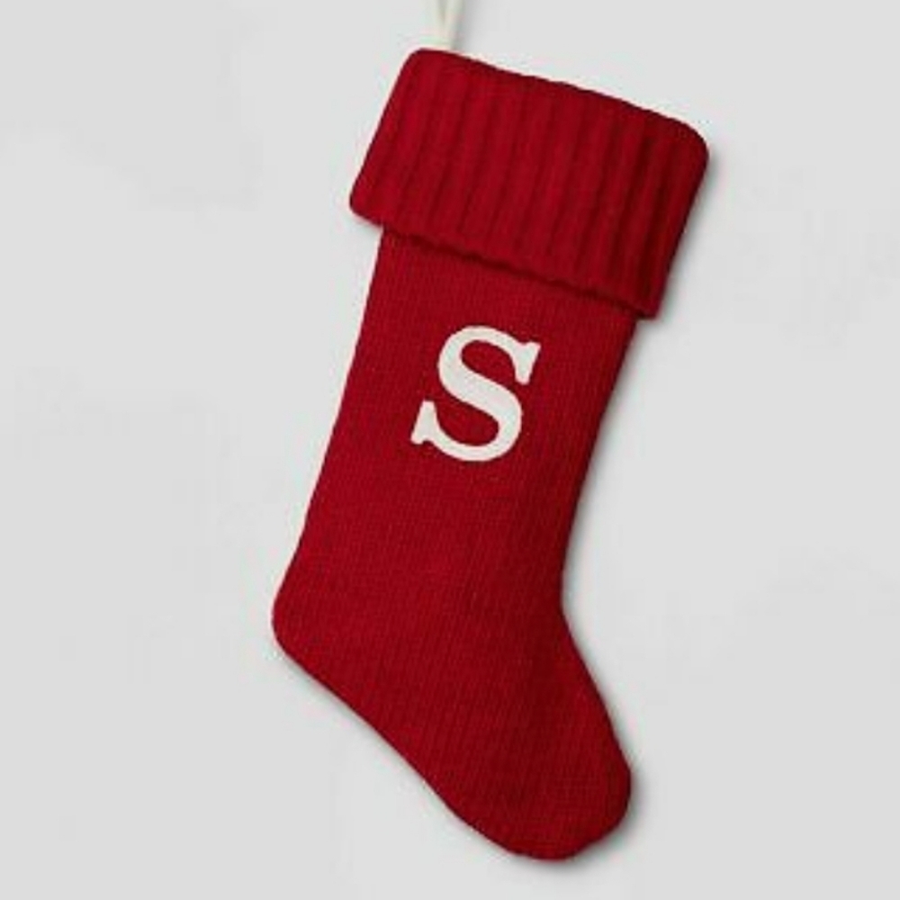 Wondershop Red Knit Stocking With an Embroidered Letter S